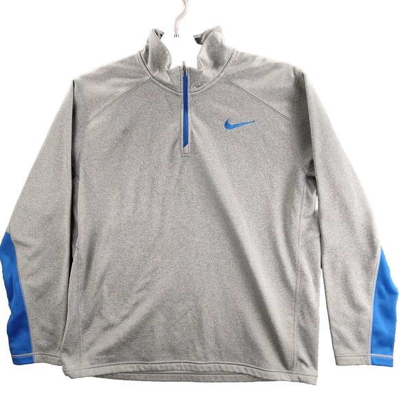 Nike Other - Nike Therma‎ Fit Sweater Gray Blue Men's XL Long Sleeve 1/4 Zip Pullover Casual